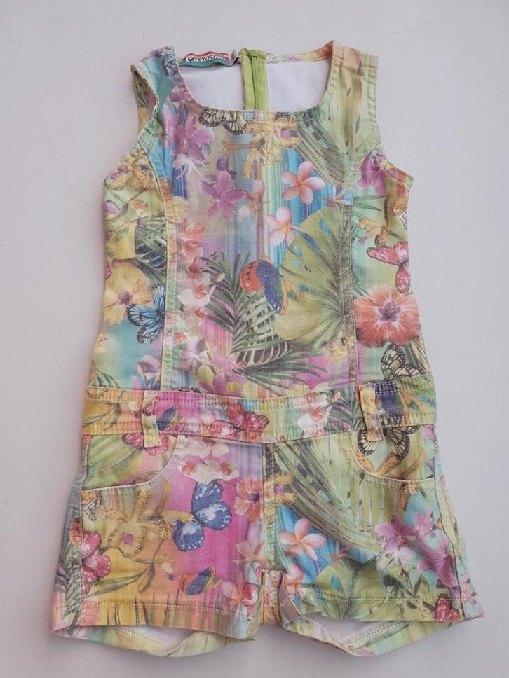 Carbone jumpsuit tuinbroek flower print CB2202 maat 116, Kinderen en Baby's, Kinderkleding | Maat 116, Zo goed als nieuw, Meisje