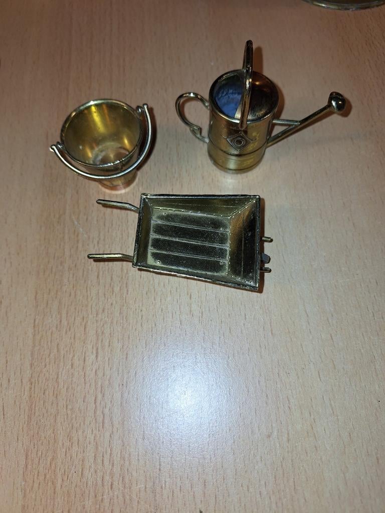 Miniatuur tuinset kruiwagen emmer gieter, Ophalen of Verzenden