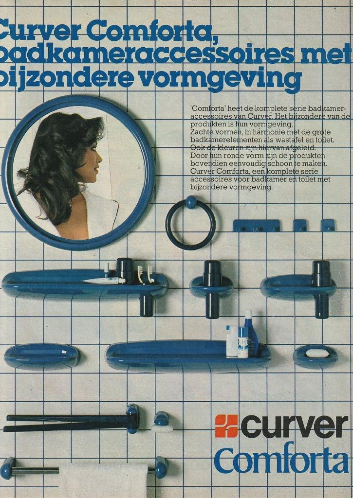Retro reclame 1981 Curver Comforta blauwe badkamer spullen, Verzamelen, Retro, Overige typen, Verzenden