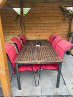 Tuintafel uitschuifbaar incl 6 stoelen, Ophalen, 6 zitplaatsen, Aluminium, Zo goed als nieuw