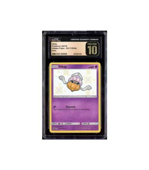 Pokemon Inkay Hidden Fates Baby Shiny #SV17 CGC Pristine 10, Hobby en Vrije tijd, Verzamelkaartspellen | Pokémon, Zo goed als nieuw