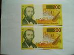 1519. België, 2 X 200 francs 1995 UNC Adolphe Sax., Verzenden, Setje