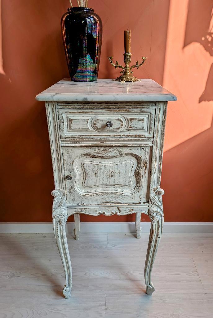 Brocante Kastje Marmer Shabby Chic, Huis en Inrichting, Kasten | Ladekasten, Zo goed als nieuw, Minder dan 100 cm, Minder dan 50 cm