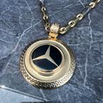 14k goudeb ketting met mercedes hanger, Ophalen of Verzenden, Nieuw, Goud