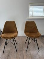 Twee okergele / gouden velvet stoelen, Huis en Inrichting, Stoelen, Ophalen, Zo goed als nieuw, Overige kleuren, Twee