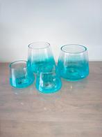 Vazen van glas   met Craquelé  PTMD  bv  moederdag, Huis en Inrichting, Ophalen, Blauw, Nieuw, Glas
