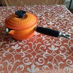 Oranje Le Creuset steelpan +deksel 14 cm, Verzenden, Zo goed als nieuw, Gietijzer