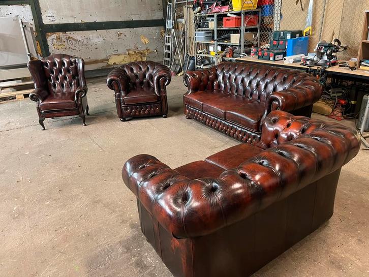 Chesterfield Winchester set in geweldige staat (3+2+1+1), Huis en Inrichting, Banken | Complete zithoeken, Zo goed als nieuw, Leer