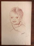 Oude tekening: portret peuter, Ophalen of Verzenden