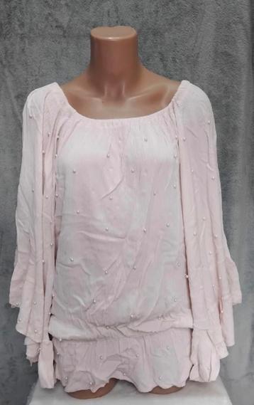 z.g.a.n.! Prachtig apart Roze shirt van Italy maat L. beschikbaar voor biedingen