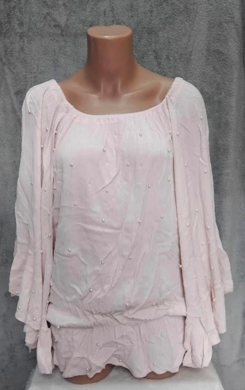 z.g.a.n.! Prachtig apart Roze shirt van Italy maat L., Kleding | Dames, Tops, Zo goed als nieuw, Maat 38/40 (M), Roze, Lange mouw