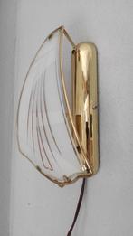 Vintage wandlamp messing, Ophalen of Verzenden, Gebruikt, Glas