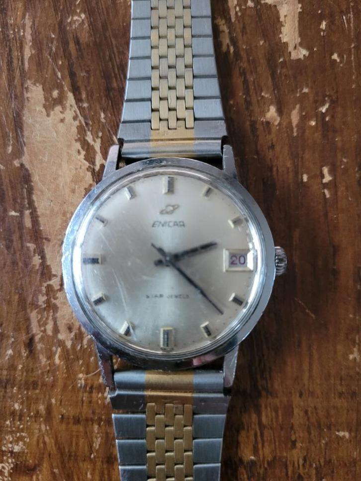 Vintage Enicar Polshorloge - Staal, Sieraden, Tassen en Uiterlijk, Horloges | Heren, Gebruikt, Polshorloge, Overige merken, Staal