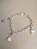 Prachtige zilveren (925) bedelarmband / armband met 3 bedels, Ophalen, Zo goed als nieuw, Met bedels of kralen, Zilver