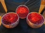 3 Grote Mozaïek Decoratieschalen - Rood & Goud, Overige materialen, Ophalen of Verzenden, Zo goed als nieuw, Rood