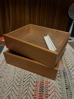 Laatste kans: twee vintage houten Lundia lades, Huis en Inrichting, Kasten | Ladekasten, Ophalen, 50 tot 100 cm, Zo goed als nieuw