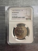 10 escudos portugal 1940 zilver ngc slab certificaat, Ophalen of Verzenden, Overige landen, Losse munt, Zilver