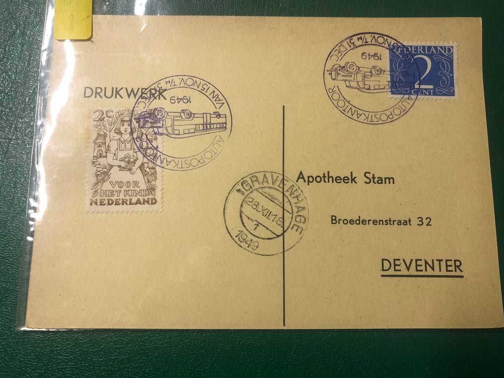 981 Ned Autopostkantoor 1949, Postzegels en Munten, Ophalen of Verzenden, Envelop
