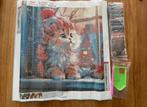 Diamond Painting Kerst poes kat 40x40 rond Nieuw, Ophalen of Verzenden, Nieuw