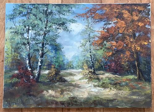 Bos, landschap, bospad, bomen, Reinders, schilderij, Antiek en Kunst, Kunst | Schilderijen | Klassiek, Ophalen