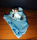 Vintage Keramiek Beeldje Hond & Kat Asbak/Luciferhouder, Antiek en Kunst, Antiek | Keramiek en Aardewerk, Ophalen of Verzenden