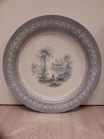 Groot wandbord Brits keramisch transferware antiek aardewerk, Ophalen