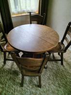Eettafel met 4 stoelen, Huis en Inrichting, Tafels | Eettafels, Ophalen, Rond, Zo goed als nieuw, 100 tot 150 cm