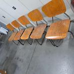 5 kantine stoelen Retro/Vintage, Ophalen, Gebruikt, Bruin, Vijf, Zes of meer stoelen