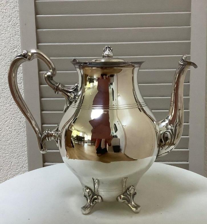 2 mooie nikkelen theepotten + uniek roomstel!, Antiek en Kunst, Curiosa en Brocante, Ophalen of Verzenden