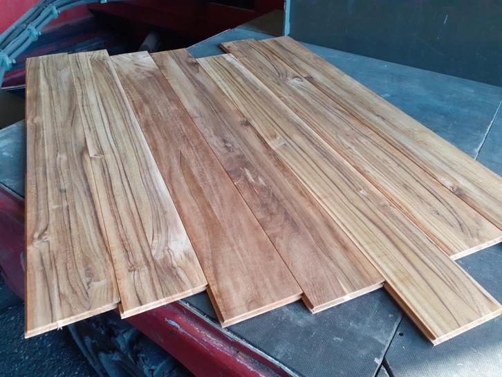 Schadepartij Teak vloerdelen 14x140mm - 56.65m2 ( Uniek ), Tuin en Terras, Palen, Balken en Planken, Planken, Minder dan 180 cm