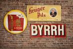 Emaille reclame borden origineel 3 stuks mancave decoratie, Ophalen, Reclamebord, Gebruikt, Manuel