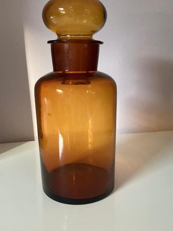 Mooie Oude Antieke Brocante Glazen Apothekerspot Bruin Glas  beschikbaar voor biedingen