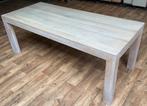 White Wash massief eikenhouten eetkamertafel, Huis en Inrichting, Tafels | Eettafels, Ophalen, Gebruikt, Stoer en massief, Eikenhout