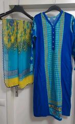 Maat S blauw geel indiase kameez jurk kurta, Kleding | Dames, Ophalen of Verzenden, Zo goed als nieuw, Maat 36 (S), Blauw