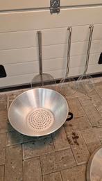 Frituurvergiet aluminium + 3 spanen, Ophalen of Verzenden, Zo goed als nieuw