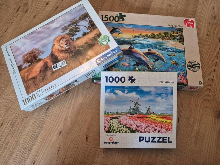 Set van 3 nieuwe puzzels (1000 & 1500 stukjes) – Nieuw, Hobby en Vrije tijd, Denksport en Puzzels, Nieuw, Legpuzzel, 500 t/m 1500 stukjes