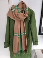 Mooie sjaal met franjes,  ruitmotief beige / groen, Maat 46/48 (XL) of groter, Ophalen of Verzenden, Sjaal, Onbekend