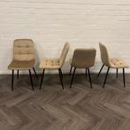 4 Fluwelen Eetkamerstoelen Champagne Beige, Metaal, Overige kleuren, Ophalen of Verzenden, Zo goed als nieuw