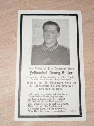 Bidprentje Feldwebel Georg Goller - Heldendood beschikbaar voor biedingen