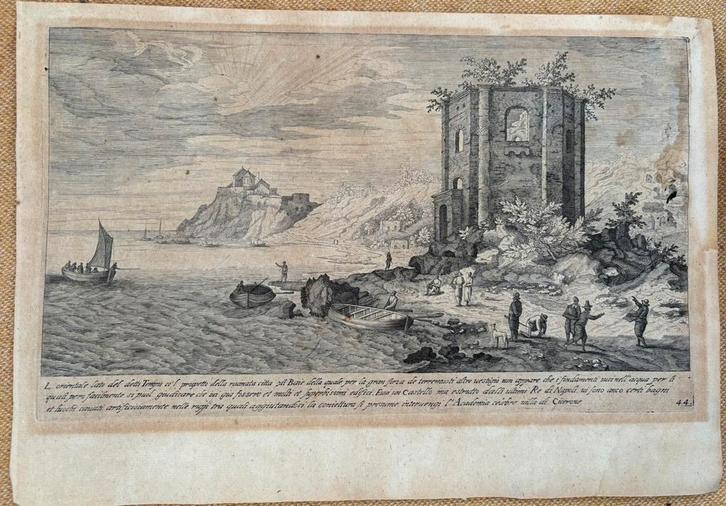 Antieke prent, gavure, Napels 1770, Antiek en Kunst, Kunst | Etsen en Gravures, Ophalen of Verzenden