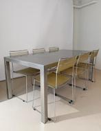 Vintage design RVS eettafel stainless steel, Vintage design, Verzenden, 50 tot 100 cm, Zo goed als nieuw