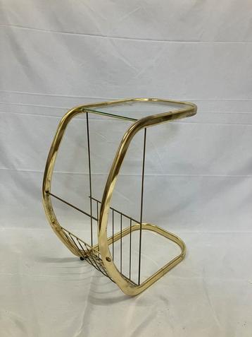 Vintage glazen en messing bijzettafel, Duitsland 1990 beschikbaar voor biedingen