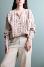 Vintage bloemen vest in Oostenrijkse stijl beige Pastel S M, Ophalen of Verzenden, Zo goed als nieuw, Maat 38/40 (M), Beige