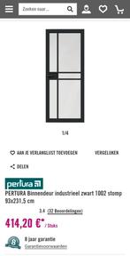 Industriële Binnendeur Zwart Staallook, Doe-het-zelf en Verbouw, Deuren en Horren, Ophalen of Verzenden