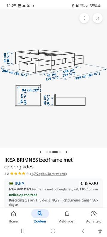 IKEA Brimnes Bedframe 140x200 met opberglades - afbeelding 3