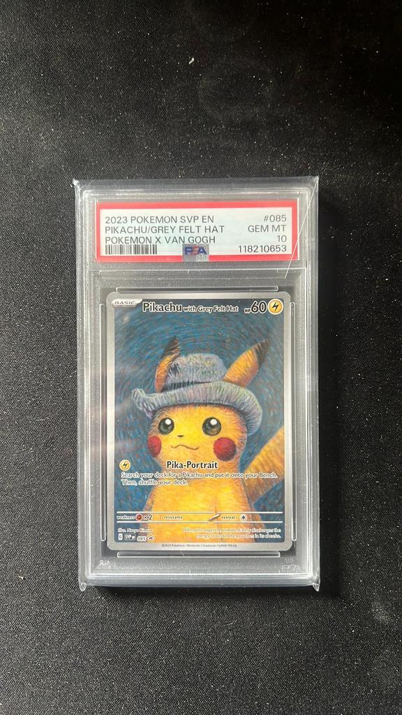 Pokemon Pikachu with grey felt hat PSA 10, Hobby en Vrije tijd, Verzamelkaartspellen | Yu-gi-Oh!, Zo goed als nieuw, Losse kaart
