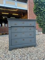 Antiek eiken empire ladekast, Ophalen, 100 tot 150 cm, 5 laden of meer, Zo goed als nieuw