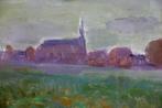 Clara de Jong (1928)Olie paneel "Naderen van Watervliet" Ges, Ophalen of Verzenden
