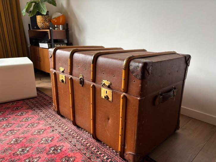 Antieke hutkoffer, scheepskoffer, kist, speelgoedkist, Huis en Inrichting, Woonaccessoires | Kisten, Gebruikt, Minder dan 50 cm