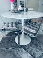 design eettafel marmer look rond trompet voet, Huis en Inrichting, Tafels | Eettafels, Ophalen, Zo goed als nieuw, Rond, 50 tot 100 cm